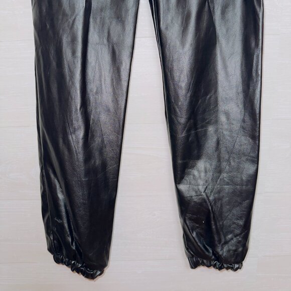 Missguided NWT Faux Leather Jogger Pants Black High Waist Pull On Elastic Cuff 8 - Picture 4 of 7